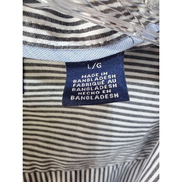 Chaps Black Multi-Striped Easy Care Long Sleeve Shirt Size L 100% Cotton NWT - Picture 7 of 9